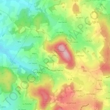 Carte topographique Anglure, altitude, relief