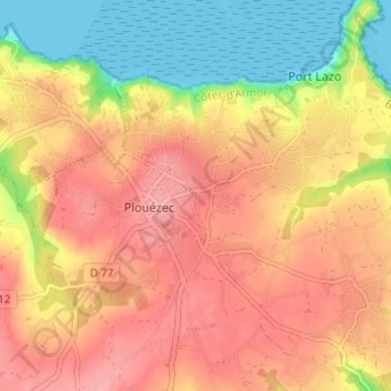 Carte topographique Goaz Joulin, altitude, relief
