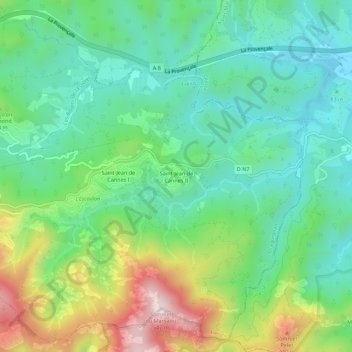 Carte topographique Saint-Jean de Cannes II, altitude, relief