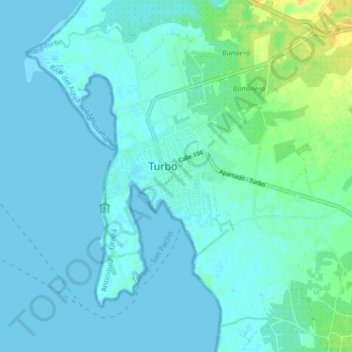 Carte topographique Turbo, altitude, relief