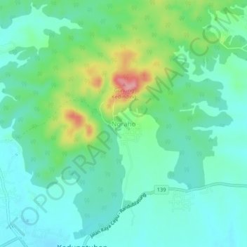 Carte topographique Ngraho, altitude, relief