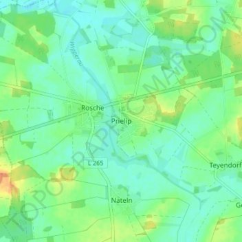 Carte topographique Prielip, altitude, relief