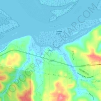 Carte topographique Svensen, altitude, relief