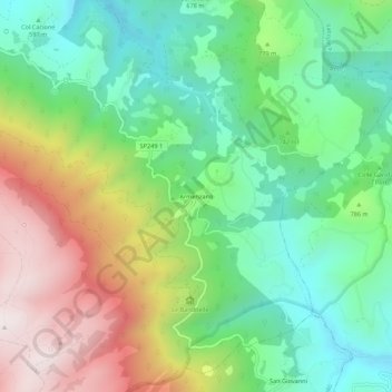 Carte topographique Armenzano, altitude, relief