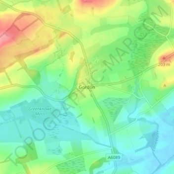 Carte topographique Gordon, altitude, relief