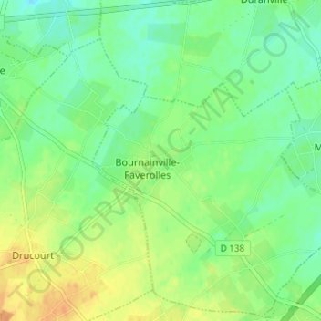 Carte topographique Bournainville, altitude, relief