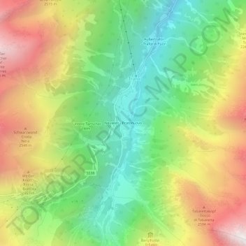 Carte topographique Pratonuovo, altitude, relief