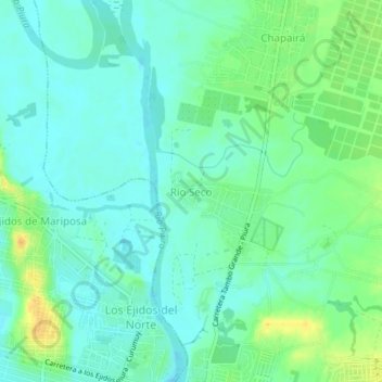 Carte topographique Río Seco, altitude, relief