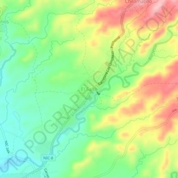 Carte topographique El Salto, altitude, relief