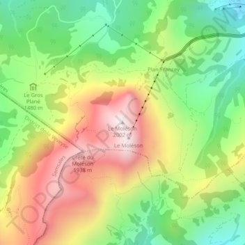 Carte topographique Le Moléson, altitude, relief