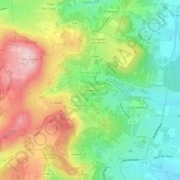 Carte topographique Rougeon, altitude, relief