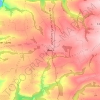 Carte topographique Shop, altitude, relief