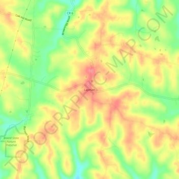 Carte topographique Layman, altitude, relief