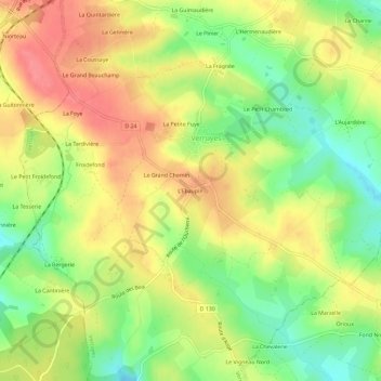 Carte topographique L'Ebaupin, altitude, relief