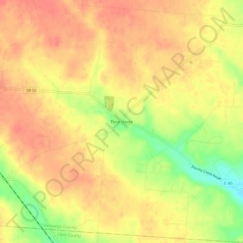 Carte topographique Terre Haute, altitude, relief