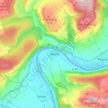 Carte topographique Dölme, altitude, relief