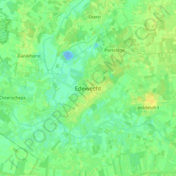 Carte topographique Edewecht, altitude, relief