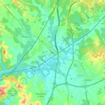 Carte topographique Sils, altitude, relief