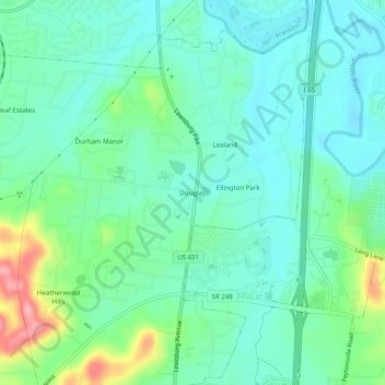 Carte topographique Douglas, altitude, relief