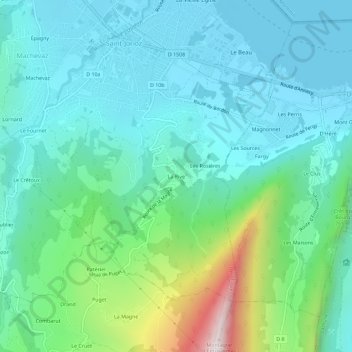 Carte topographique La Rive, altitude, relief