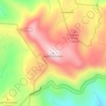 Carte topographique Scaly Mountain, altitude, relief