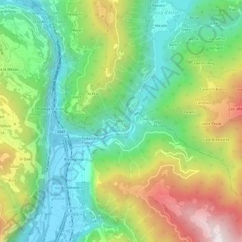 Carte topographique Incino, altitude, relief