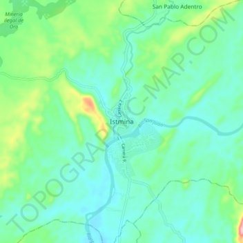 Carte topographique Istmina, altitude, relief