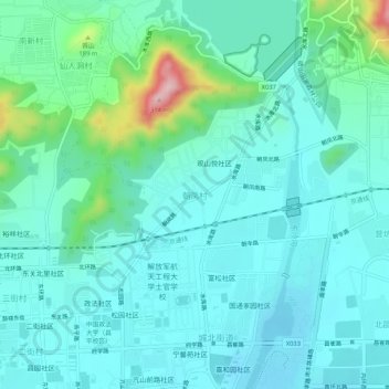 Carte topographique 朝凤村, altitude, relief