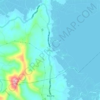 Carte topographique Cabugao, altitude, relief