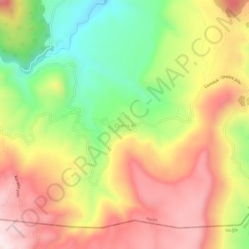 Carte topographique Örencik, altitude, relief