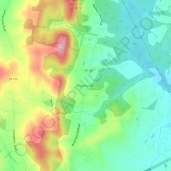 Carte topographique Pilgrims Rest, altitude, relief