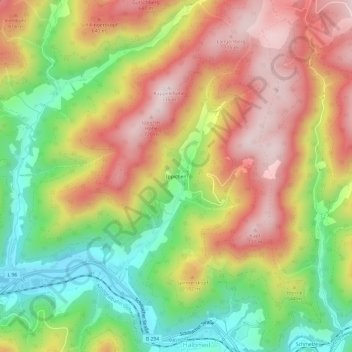 Carte topographique Ippichen, altitude, relief