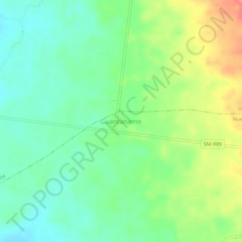 Carte topographique Guantanamo, altitude, relief