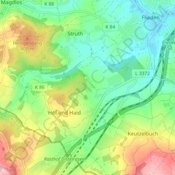 Carte topographique Katzenberg, altitude, relief
