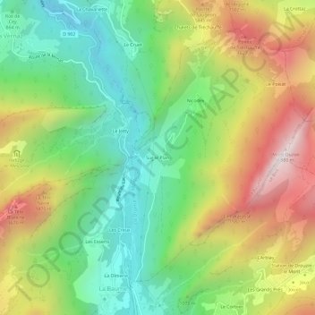 Carte topographique Sur le Plan, altitude, relief
