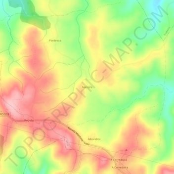 Carte topographique Maceira, altitude, relief