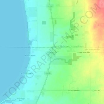 Carte topographique Calumetville, altitude, relief