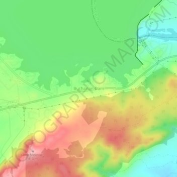 Carte topographique Buchanan Dam, altitude, relief
