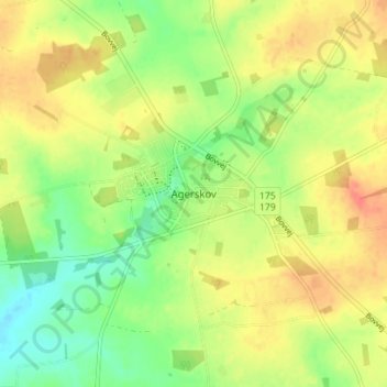 Carte topographique Agerskov, altitude, relief