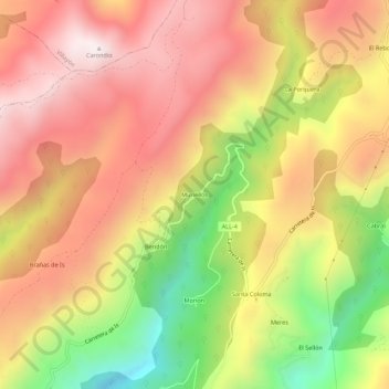 Carte topographique Muriellos, altitude, relief