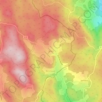 Carte topographique Ferréol, altitude, relief