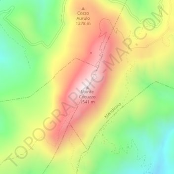 Carte topographique Monte Cocuzzo, altitude, relief