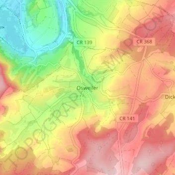 Carte topographique Osweiler, altitude, relief