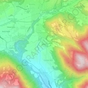 Carte topographique Novezio, altitude, relief