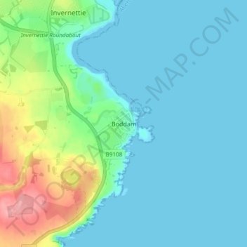 Carte topographique Boddam, altitude, relief