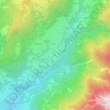 Carte topographique Tilly, altitude, relief