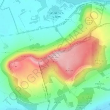 Carte topographique Benarty Hill, altitude, relief