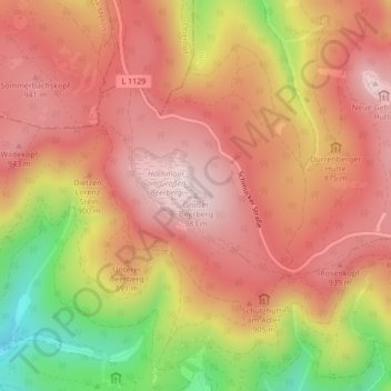 Carte topographique Großer Beerberg, altitude, relief