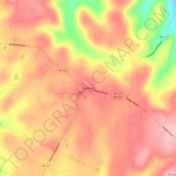 Carte topographique Nicktown, altitude, relief
