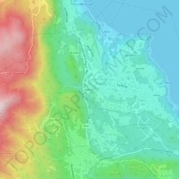 Carte topographique Pianelli, altitude, relief